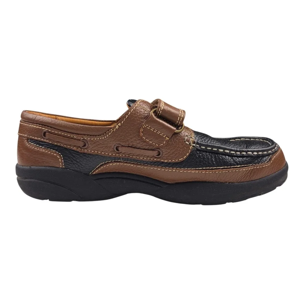Dr. Comfort Mike Boat Shoes 8660 10.5W Brown Black Leather Therapeutic Loafers